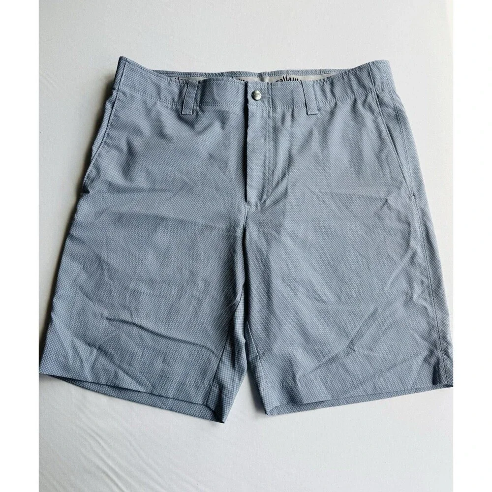 Callaway Men's Grey Micro Plaid Performance Golf Shorts